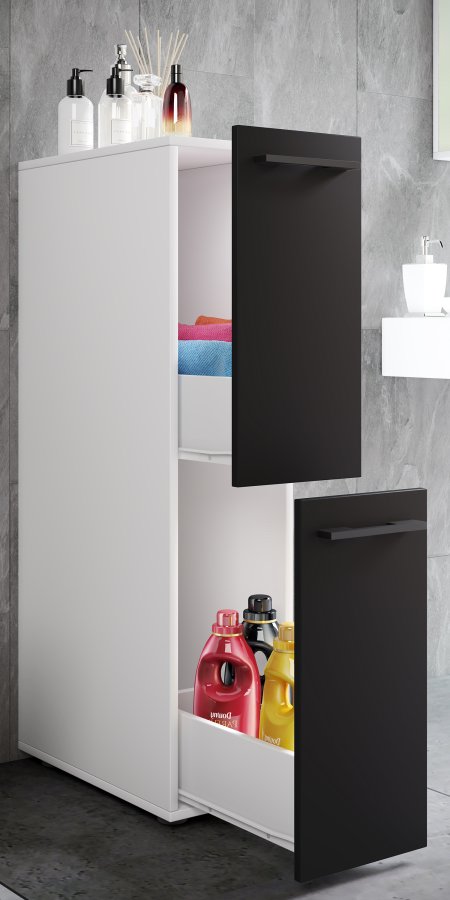 VCM NORDIC Sadilo L baderomsdeler, m. 2 skuffer - hvit og sort tre