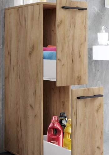 VCM NORDIC Sadilo L badeværelse rumdeler, m. 2 skuffer - natur træ