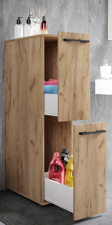 VCM NORDIC Sadilo L badeværelse rumdeler, m. 2 skuffer - natur træ