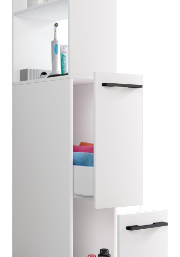 VCM NORDIC Sadilo XL baderomsdeler, m. 2 pne rom og 2 skuffer - hvitt tre