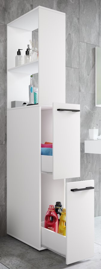 VCM NORDIC Sadilo XL baderomsdeler, m. 2 pne rom og 2 skuffer - hvitt tre