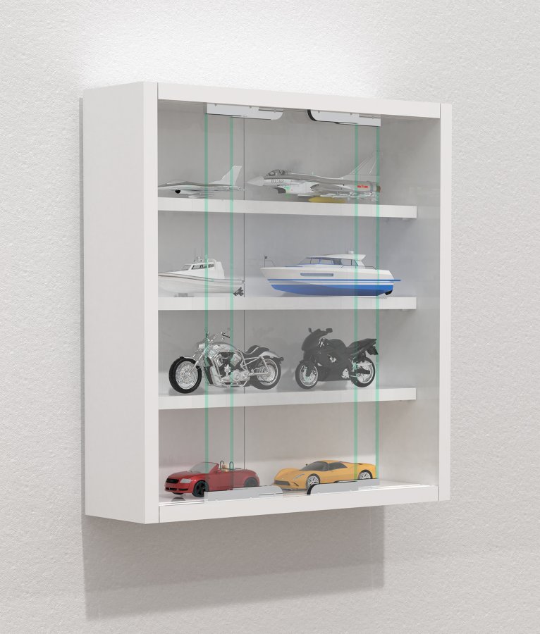 VCM NORDIC Agisa S Hängeschrank, m. 2 Schiebetüren und 3 Einlegeböden – Glas und weißes Holz