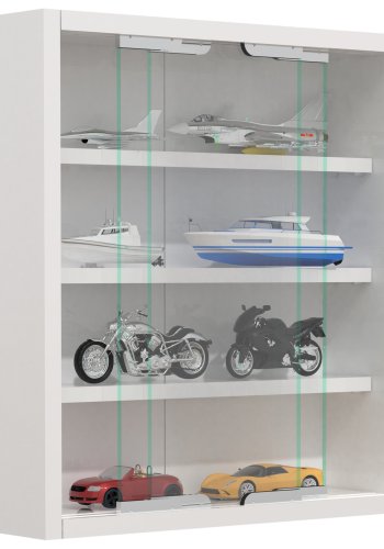 VCM NORDIC Agisa S Hängeschrank, m. 2 Schiebetüren und 3 Einlegeböden – Glas und weißes Holz