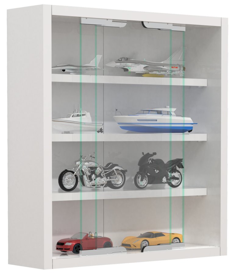 VCM NORDIC Agisa S Hängeschrank, m. 2 Schiebetüren und 3 Einlegeböden – Glas und weißes Holz