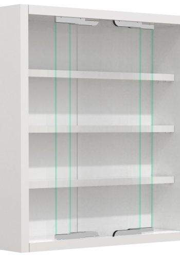 VCM NORDIC Agisa S Hängeschrank, m. 2 Schiebetüren und 3 Einlegeböden – Glas und weißes Holz