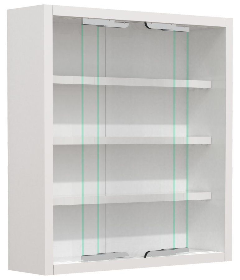 VCM NORDIC Agisa S Hängeschrank, m. 2 Schiebetüren und 3 Einlegeböden – Glas und weißes Holz