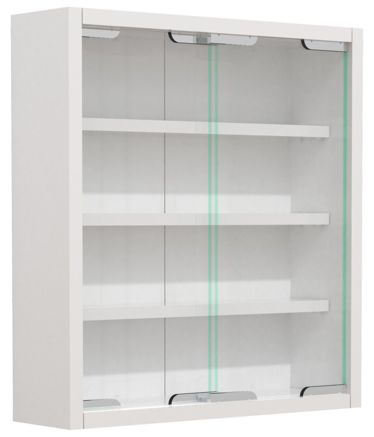 VCM NORDIC Agisa S Hängeschrank, m. 2 Schiebetüren und 3 Einlegeböden – Glas und weißes Holz