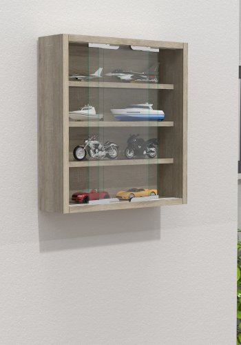 VCM NORDIC Agisa S Hängeschrank, m. 2 Schiebetüren und 3 Einlegeböden – Glas und Naturholz