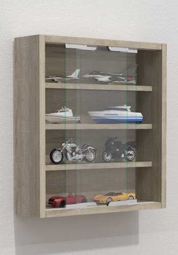 VCM NORDIC Agisa S Hängeschrank, m. 2 Schiebetüren und 3 Einlegeböden – Glas und Naturholz