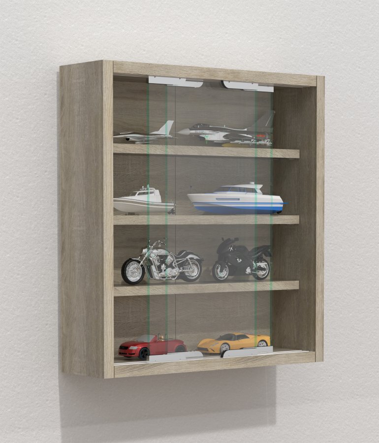 VCM NORDIC Agisa S Hängeschrank, m. 2 Schiebetüren und 3 Einlegeböden – Glas und Naturholz