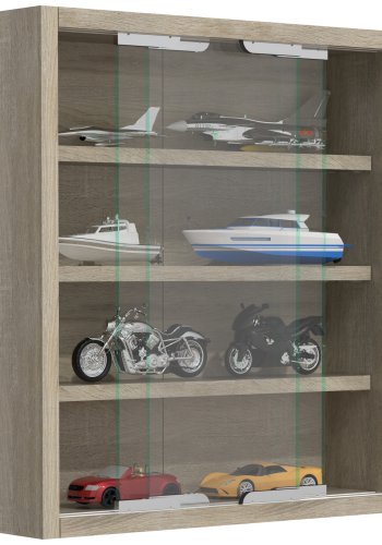 VCM NORDIC Agisa S Hängeschrank, m. 2 Schiebetüren und 3 Einlegeböden – Glas und Naturholz