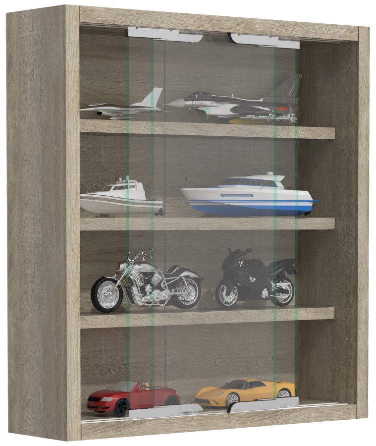 VCM NORDIC Agisa S Hängeschrank, m. 2 Schiebetüren und 3 Einlegeböden – Glas und Naturholz