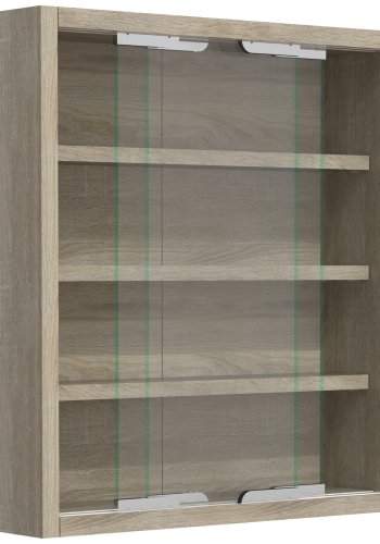 VCM NORDIC Agisa S Hängeschrank, m. 2 Schiebetüren und 3 Einlegeböden – Glas und Naturholz