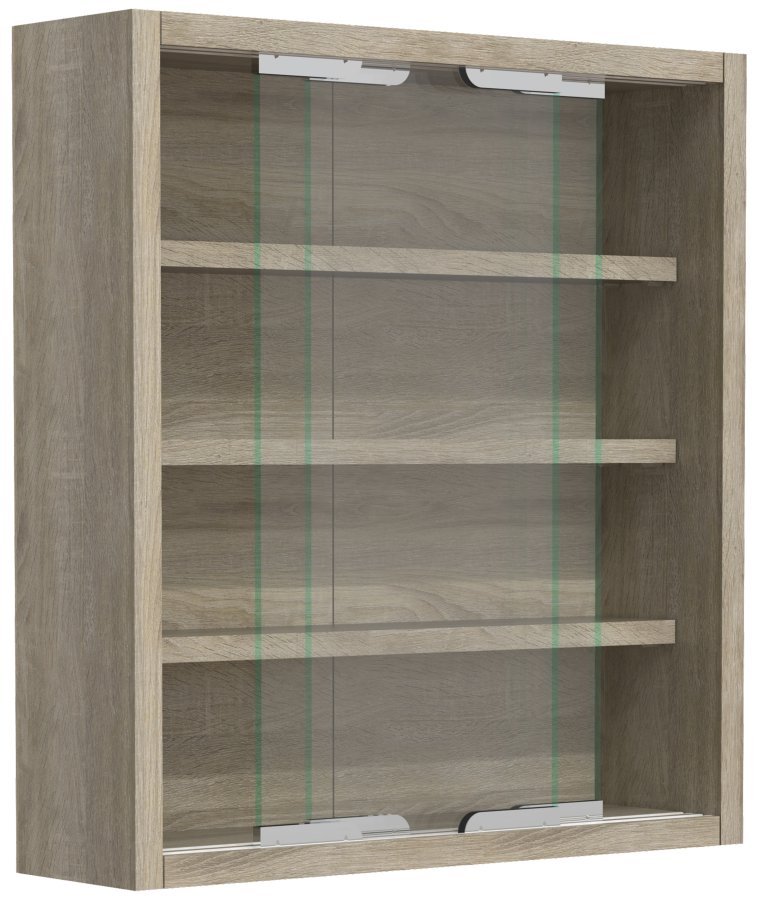 VCM NORDIC Agisa S Hängeschrank, m. 2 Schiebetüren und 3 Einlegeböden – Glas und Naturholz