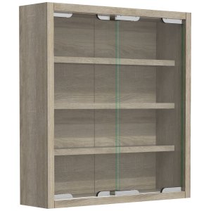 VCM NORDIC Agisa S väggskp, m. 2 skjutdörrar och 3 hyllor - glas och naturligt trä