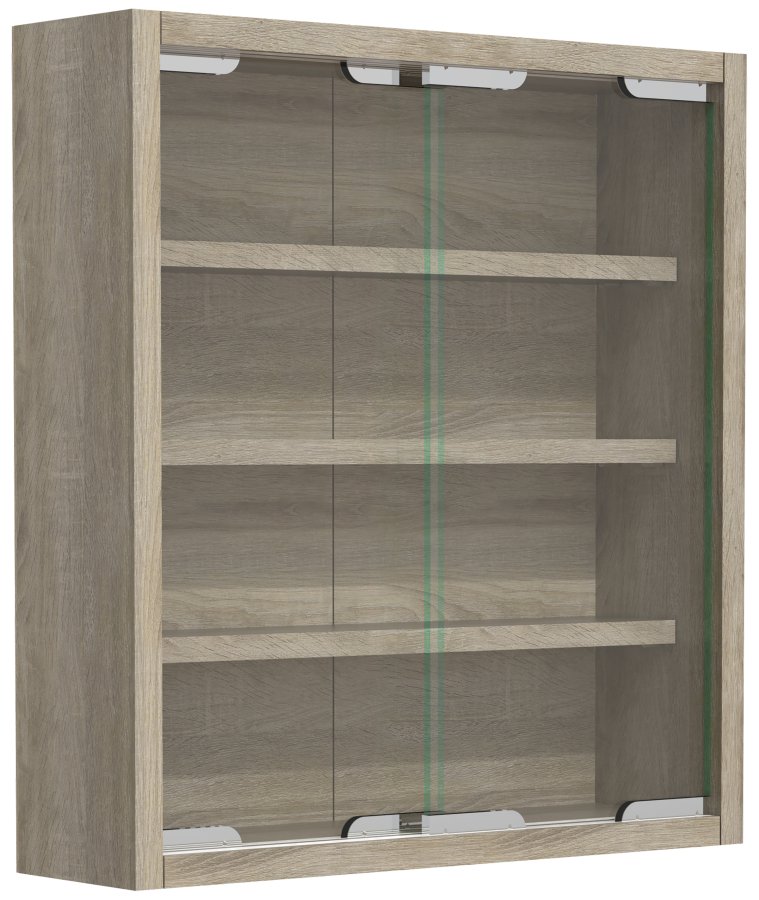 VCM NORDIC Agisa S Hängeschrank, m. 2 Schiebetüren und 3 Einlegeböden – Glas und Naturholz