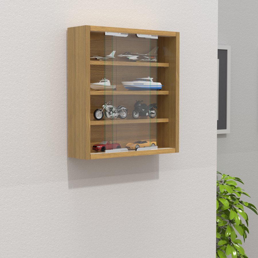 VCM NORDIC Agisa S Hängeschrank, m. 2 Schiebetüren und 3 Einlegeböden – Glas und Naturholz