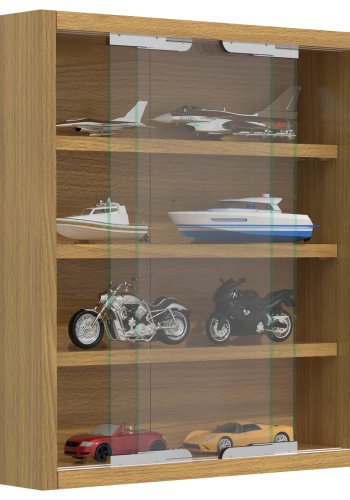 VCM NORDIC Agisa S Hängeschrank, m. 2 Schiebetüren und 3 Einlegeböden – Glas und Naturholz