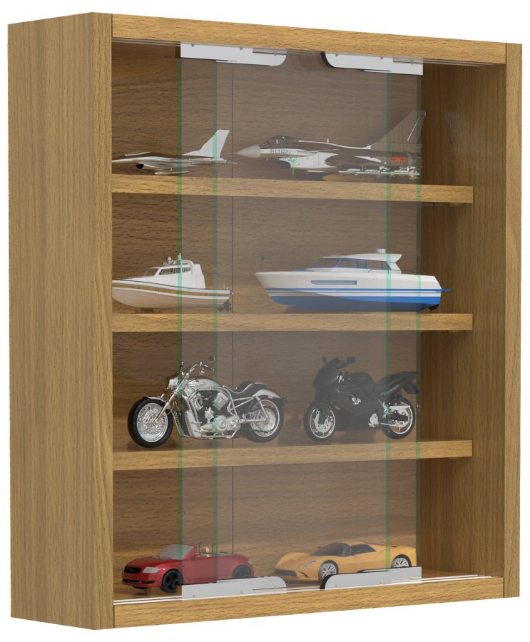 VCM NORDIC Agisa S Hängeschrank, m. 2 Schiebetüren und 3 Einlegeböden – Glas und Naturholz