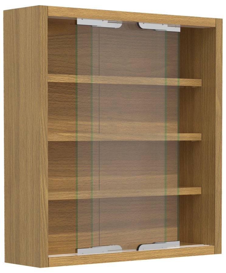 VCM NORDIC Agisa S Hängeschrank, m. 2 Schiebetüren und 3 Einlegeböden – Glas und Naturholz