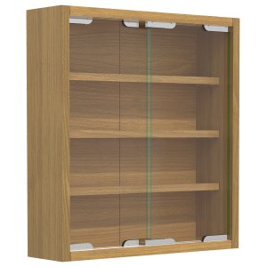 VCM NORDIC Agisa S väggskp, m. 2 skjutdörrar och 3 hyllor - glas och naturligt trä