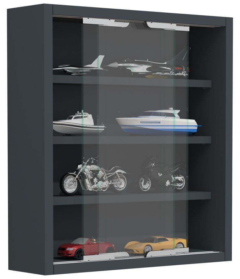 VCM NORDIC Agisa S Hängeschrank, m. 2 Schiebetüren und 3 Einlegeböden – Glas und anthrazitgraues Holz