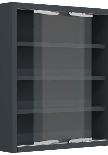 VCM NORDIC Agisa S Hängeschrank, m. 2 Schiebetüren und 3 Einlegeböden – Glas und anthrazitgraues Holz