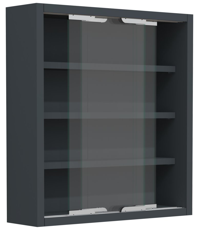 VCM NORDIC Agisa S Hängeschrank, m. 2 Schiebetüren und 3 Einlegeböden – Glas und anthrazitgraues Holz