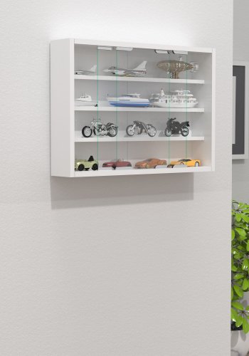 VCM NORDIC Agisa M Hängeschrank, m. 2 Schiebetüren und 3 Einlegeböden – Glas und weißes Holz