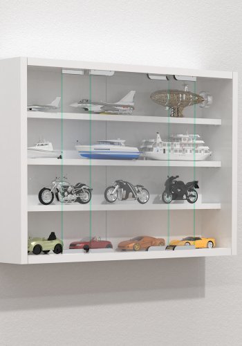 VCM NORDIC Agisa M Hängeschrank, m. 2 Schiebetüren und 3 Einlegeböden – Glas und weißes Holz