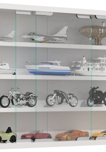 VCM NORDIC Agisa M Hängeschrank, m. 2 Schiebetüren und 3 Einlegeböden – Glas und weißes Holz