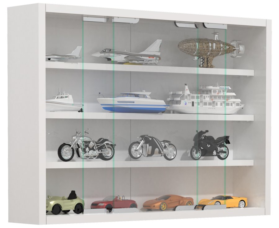 VCM NORDIC Agisa M Hängeschrank, m. 2 Schiebetüren und 3 Einlegeböden – Glas und weißes Holz