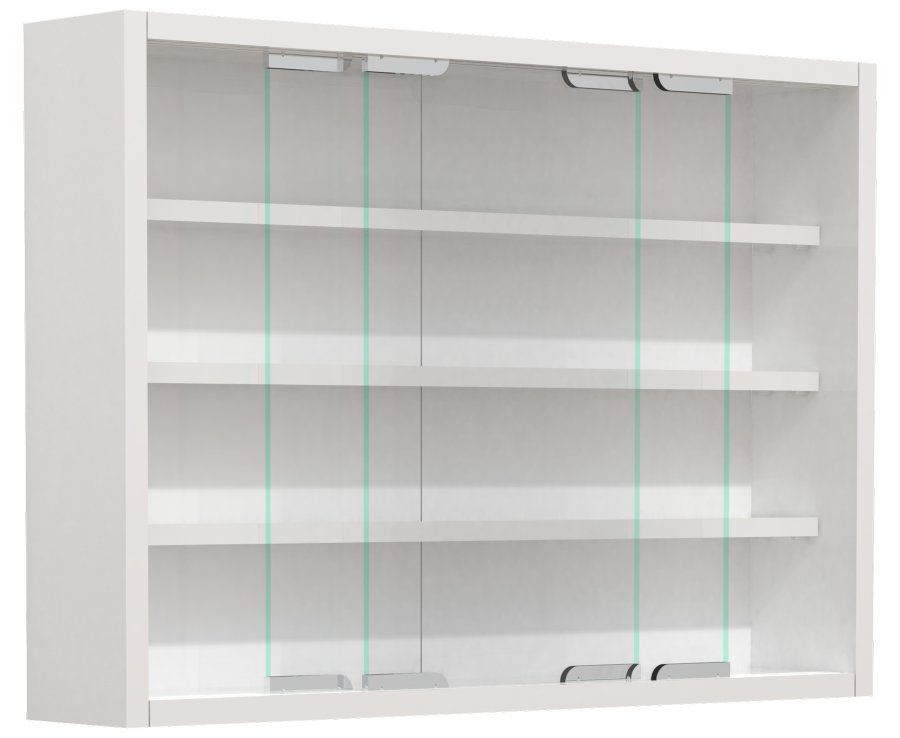 VCM NORDIC Agisa M Hängeschrank, m. 2 Schiebetüren und 3 Einlegeböden – Glas und weißes Holz