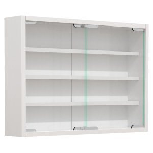 VCM NORDIC Agisa M väggskp, m. 2 skjutdörrar och 3 hyllor - glas och vitt trä