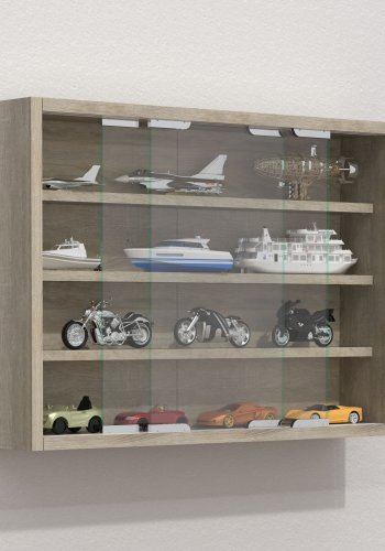 VCM NORDIC Agisa M Hängeschrank, mit 2 Schiebetüren und 3 Einlegeböden – Glas und Naturholz