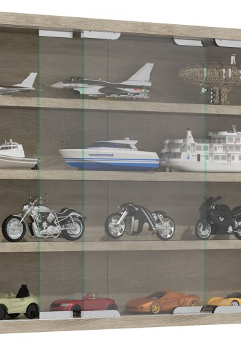 VCM NORDIC Agisa M Hängeschrank, mit 2 Schiebetüren und 3 Einlegeböden – Glas und Naturholz