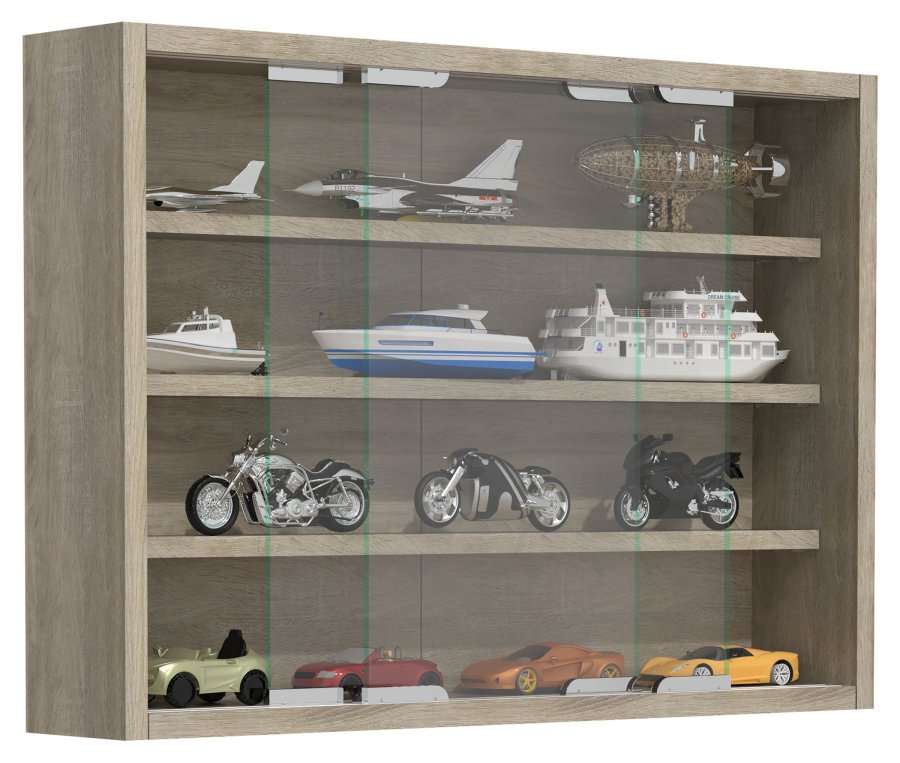 VCM NORDIC Agisa M Hängeschrank, mit 2 Schiebetüren und 3 Einlegeböden – Glas und Naturholz