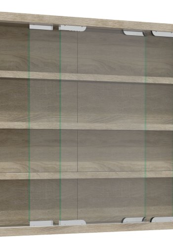 VCM NORDIC Agisa M Hängeschrank, mit 2 Schiebetüren und 3 Einlegeböden – Glas und Naturholz