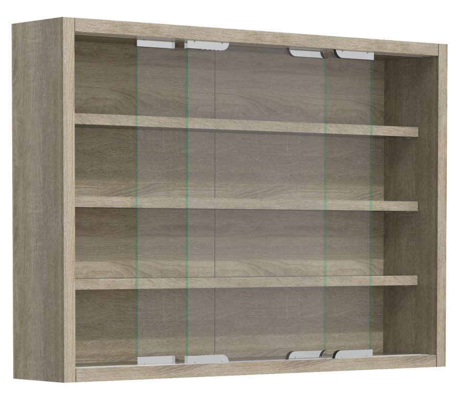 VCM NORDIC Agisa M Hängeschrank, mit 2 Schiebetüren und 3 Einlegeböden – Glas und Naturholz