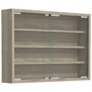 VCM NORDIC Agisa M väggskp, m. 2 skjutdörrar och 3 hyllor - glas och naturligt trä