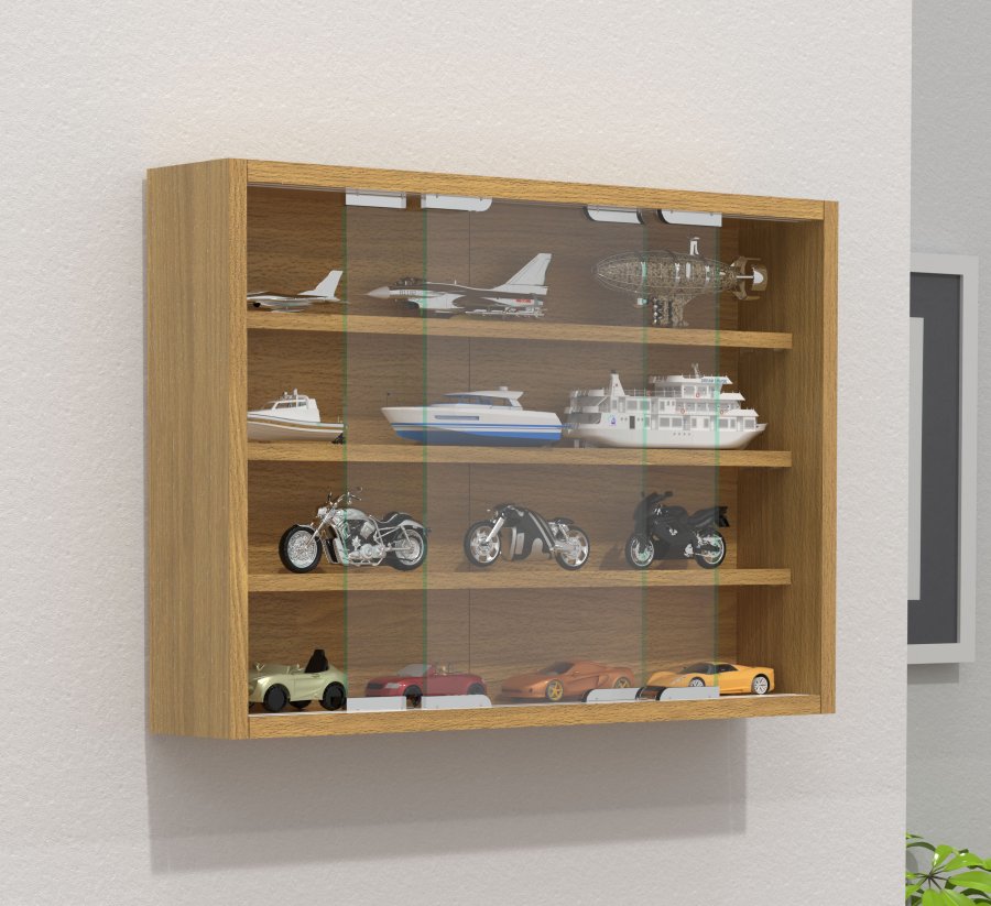 VCM NORDIC Agisa M Hängeschrank, mit 2 Schiebetüren und 3 Einlegeböden – Glas und Naturholz