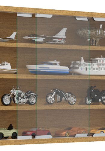 VCM NORDIC Agisa M Hängeschrank, mit 2 Schiebetüren und 3 Einlegeböden – Glas und Naturholz