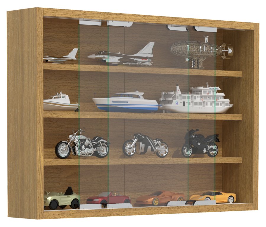 VCM NORDIC Agisa M Hängeschrank, mit 2 Schiebetüren und 3 Einlegeböden – Glas und Naturholz