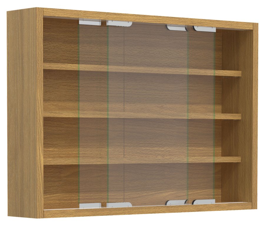 VCM NORDIC Agisa M Hängeschrank, mit 2 Schiebetüren und 3 Einlegeböden – Glas und Naturholz