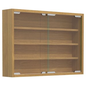 VCM NORDIC Agisa M väggskp, m. 2 skjutdörrar och 3 hyllor - glas och naturligt trä