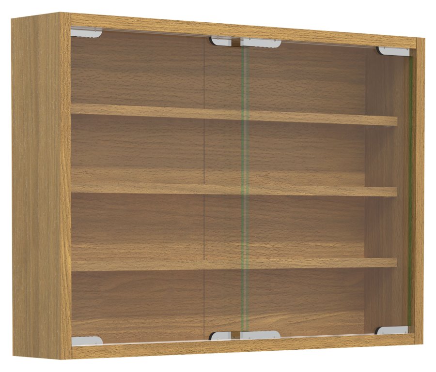 VCM NORDIC Agisa M Hängeschrank, mit 2 Schiebetüren und 3 Einlegeböden – Glas und Naturholz