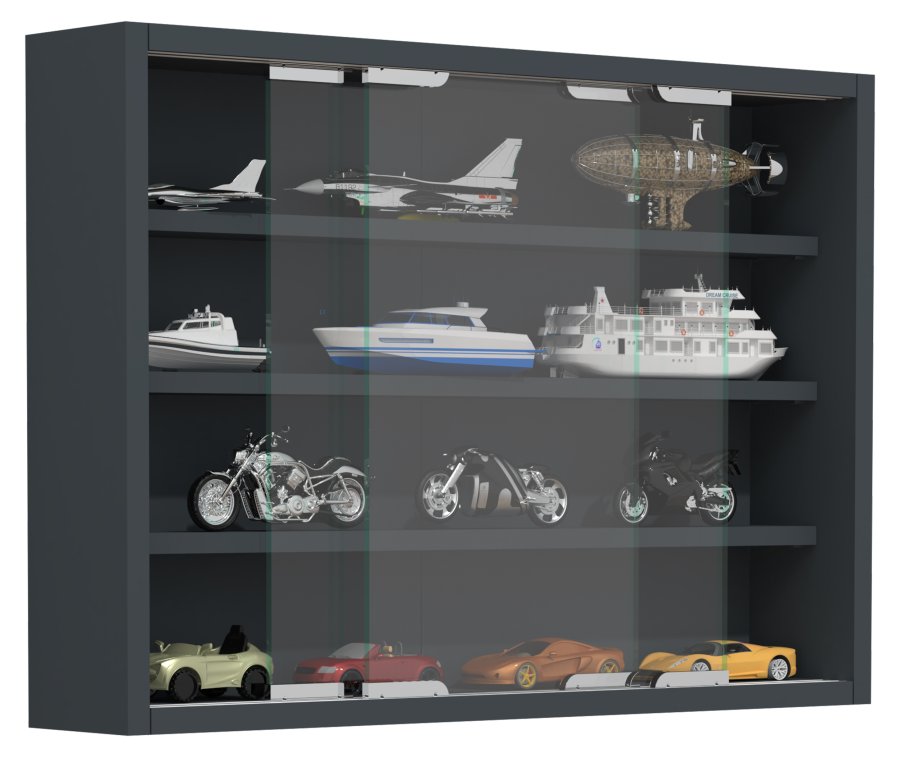 VCM NORDIC Agisa M Hängeschrank, m. 2 Schiebetüren und 3 Einlegeböden – Glas und anthrazitgraues Holz