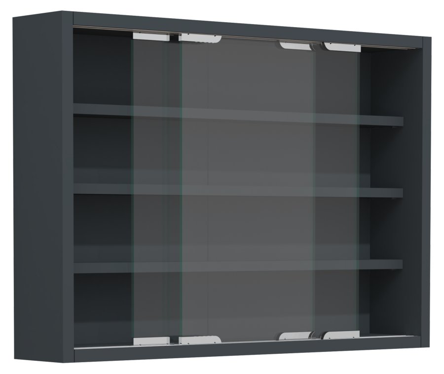 VCM NORDIC Agisa M Hängeschrank, m. 2 Schiebetüren und 3 Einlegeböden – Glas und anthrazitgraues Holz