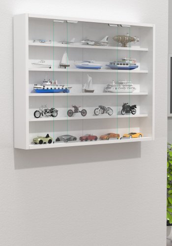 VCM NORDIC Agisa L Hängeschrank, m. 2 Schiebetüren und 4 Einlegeböden – Glas und weißes Holz