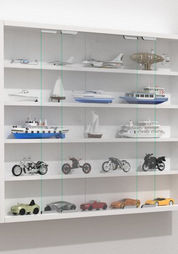 VCM NORDIC Agisa L Hängeschrank, m. 2 Schiebetüren und 4 Einlegeböden – Glas und weißes Holz